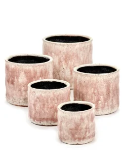 Hot ohgreen Craquelé Pot flame rose d10 h9 cm