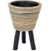 Hot ohgreen Drypot wooden legs stripe grey d27h42cm