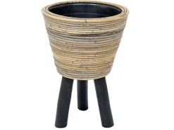Hot ohgreen Drypot wooden legs stripe grey d27h42cm