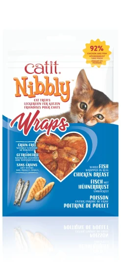 Clearance ohgreen Kattensnack nibbly wraps kip & vis 30g