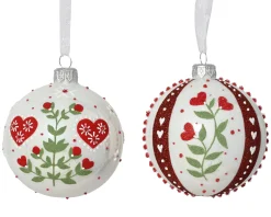 Best ohgreen Kerstbal glas emaille bloemetjesprint