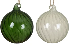 Clearance ohgreen Kerstbal glas transparant spiraal
