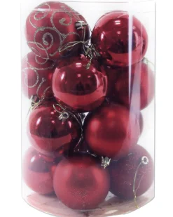 Best ohgreen Kerstbal wijnrood (16sts)