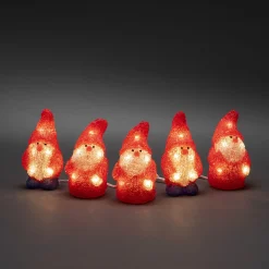 Best ohgreen Led lichtsnoer met 5 rode acryl kerstmannen