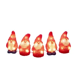 Best ohgreen Led lichtsnoer met 5 rode acryl kerstmannen