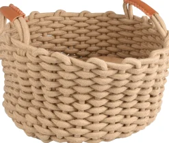 Online ohgreen Mand enya rond + kussen beige dia.34x18cm