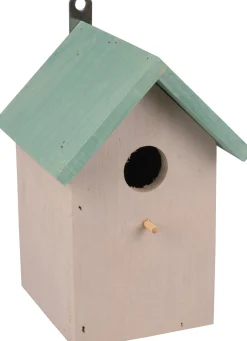 Clearance ohgreen Nestkastje guo hout grijs+groen dak14x14x20cm
