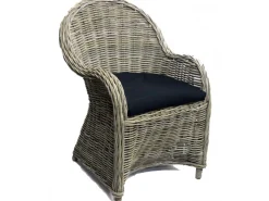 Clearance ohgreen Stoel antiek grijs met kussen
