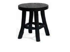 Discount ohgreen Stool teak black d15h17cm